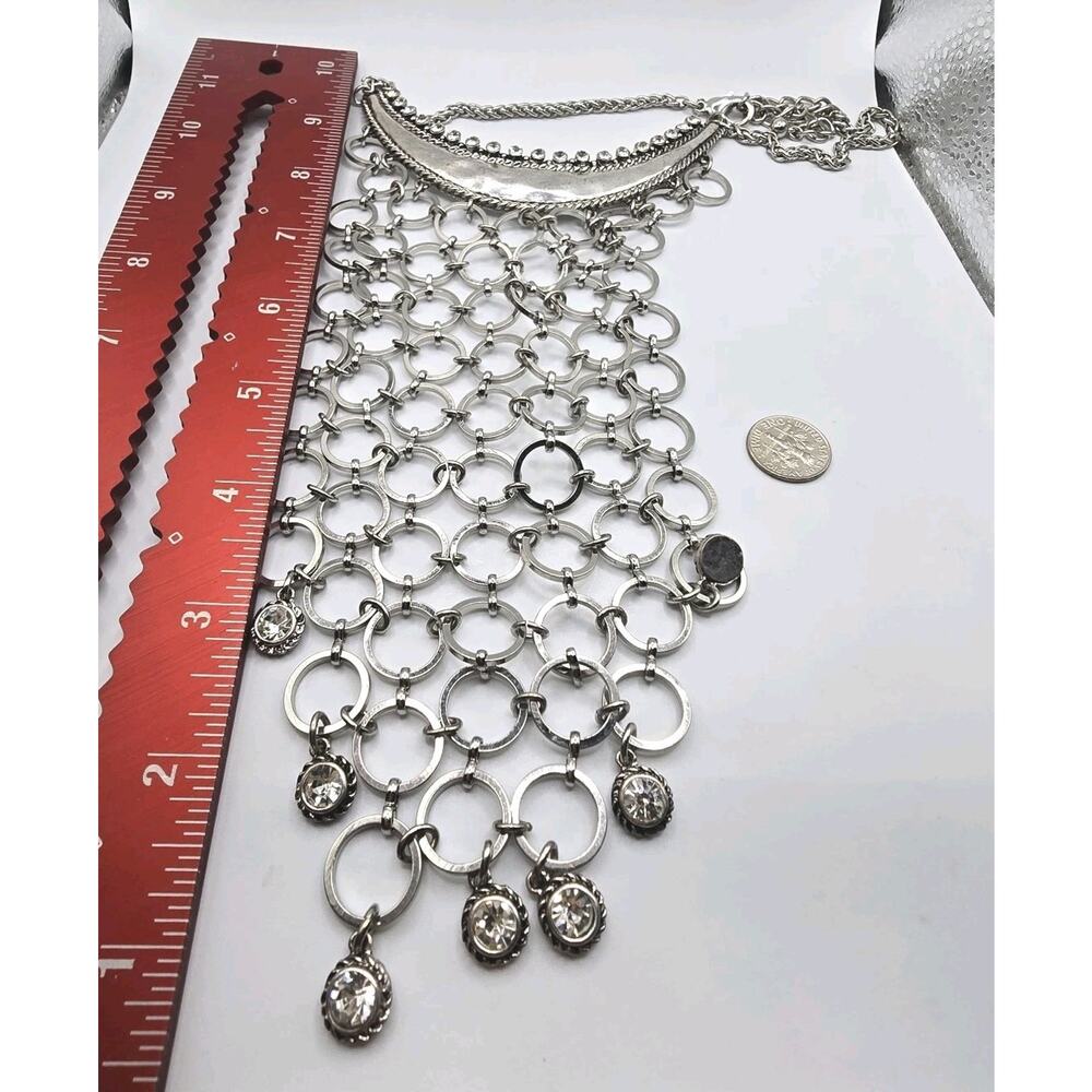 Chico's Necklace Gipsy Chainmail Breastplate Style Crescent Drapp Meshed Effect - Picture 4 of 6